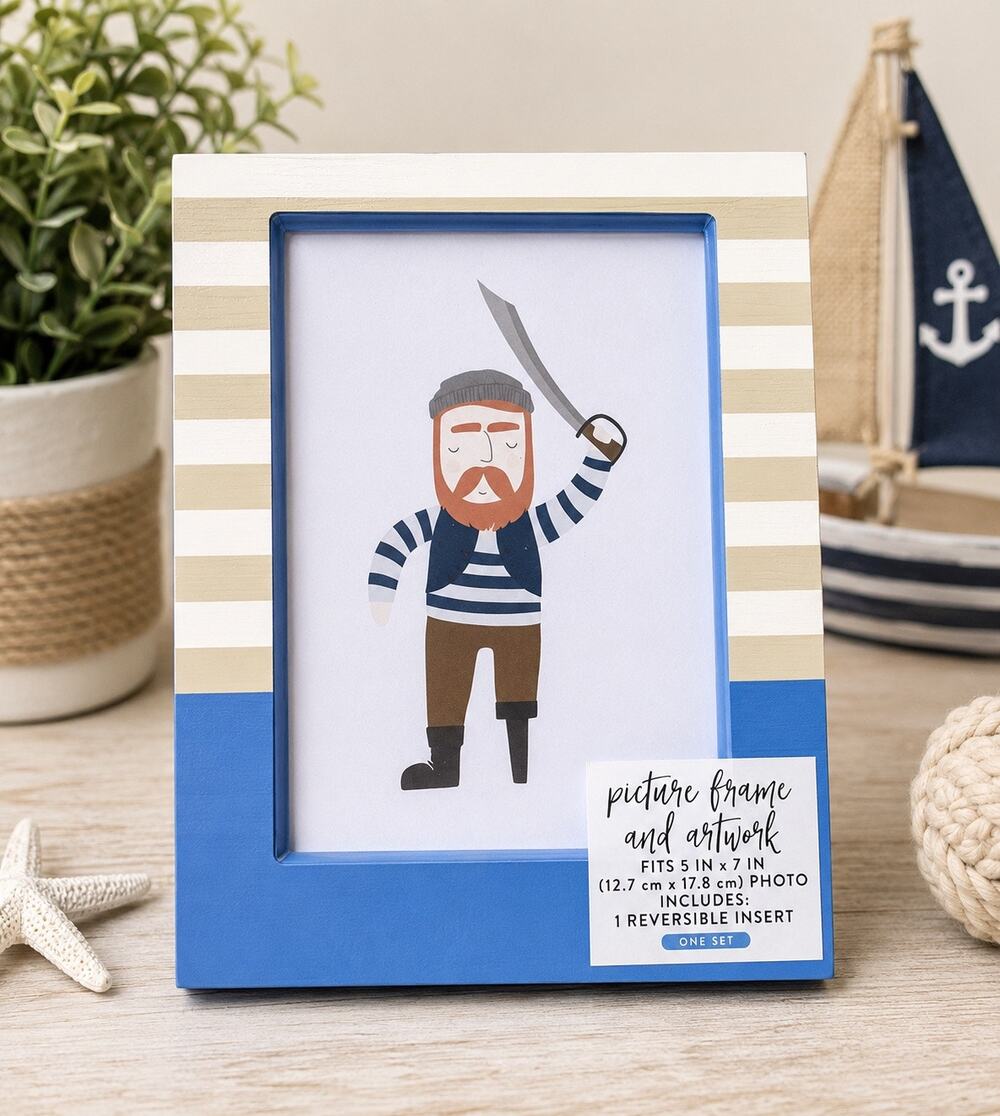 Horizon Kids Room Pirate Nautical Blue & White 5x7 Picture Frame | Target